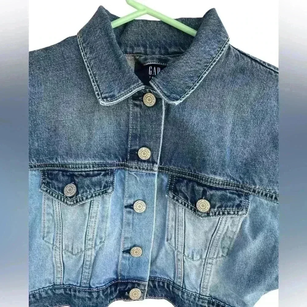 Gap Teen Girls Dolman Cropped Denim Jean dual color  Retro Jacket sz M preloved